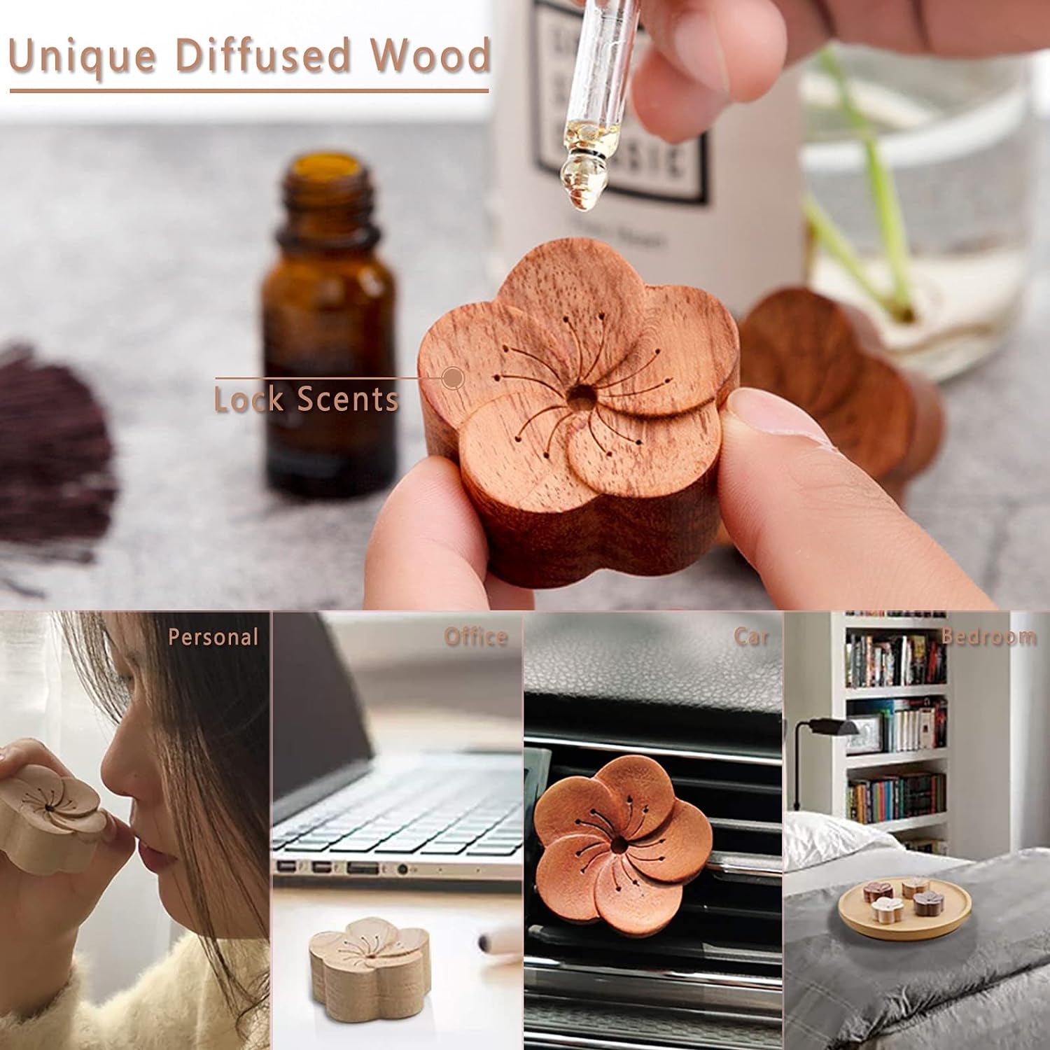 12PCS Bergamot Essential Oils Set with Diffused Wood and Nice Box, 5Ml Essential Oils for Diffusers for Home, Gifts for Families and Friends