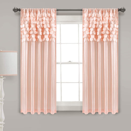 Circle Dream Window Curtains Panel Set for Living, Dining Room, Bedroom (Pair), 54"W X 63"L, Blush
