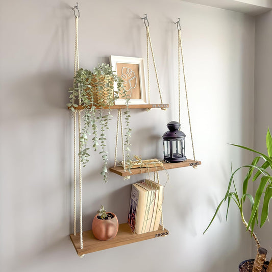 3 Tier Hanging Shelves for Wall, Plant Shelf