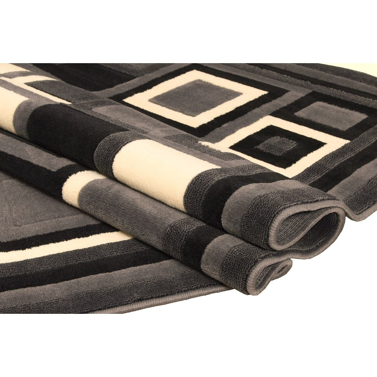 HR Gray, Black, Ivory, Multi Color Modern Contemporary Living Room Rugs-Abstract Carpet with Geometric Pattern
