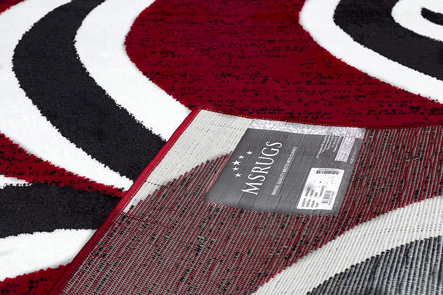  3X8 Frize Collection Modern Red Black White Area Rug