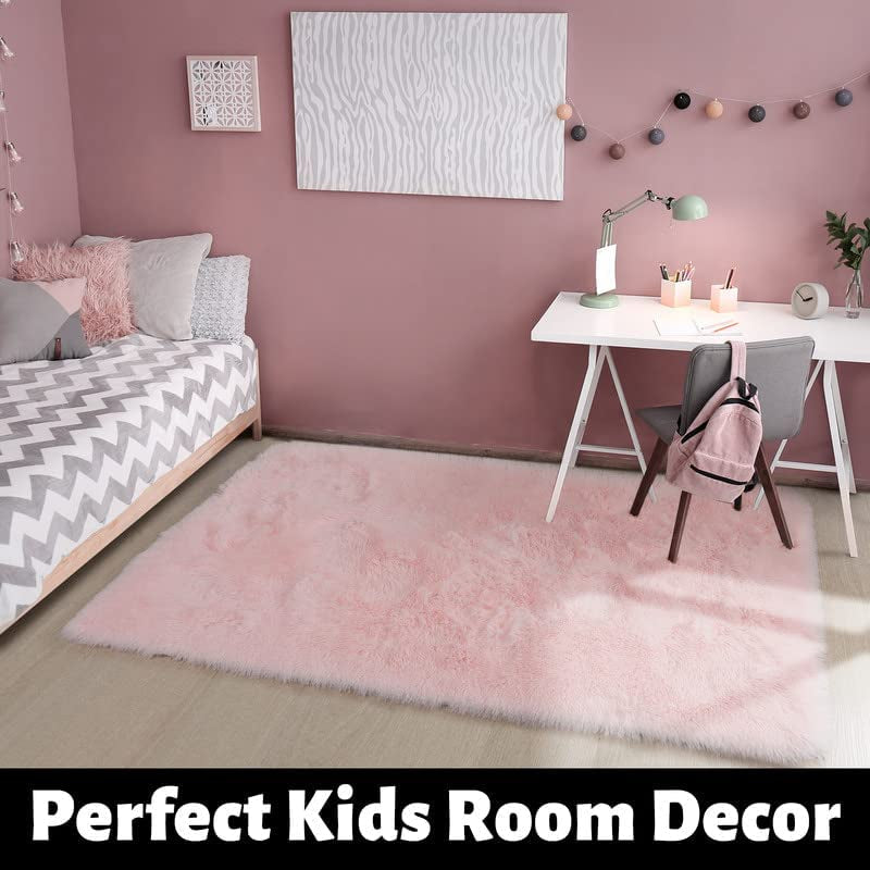 Pink Area Rug 4'X6' for Living Room