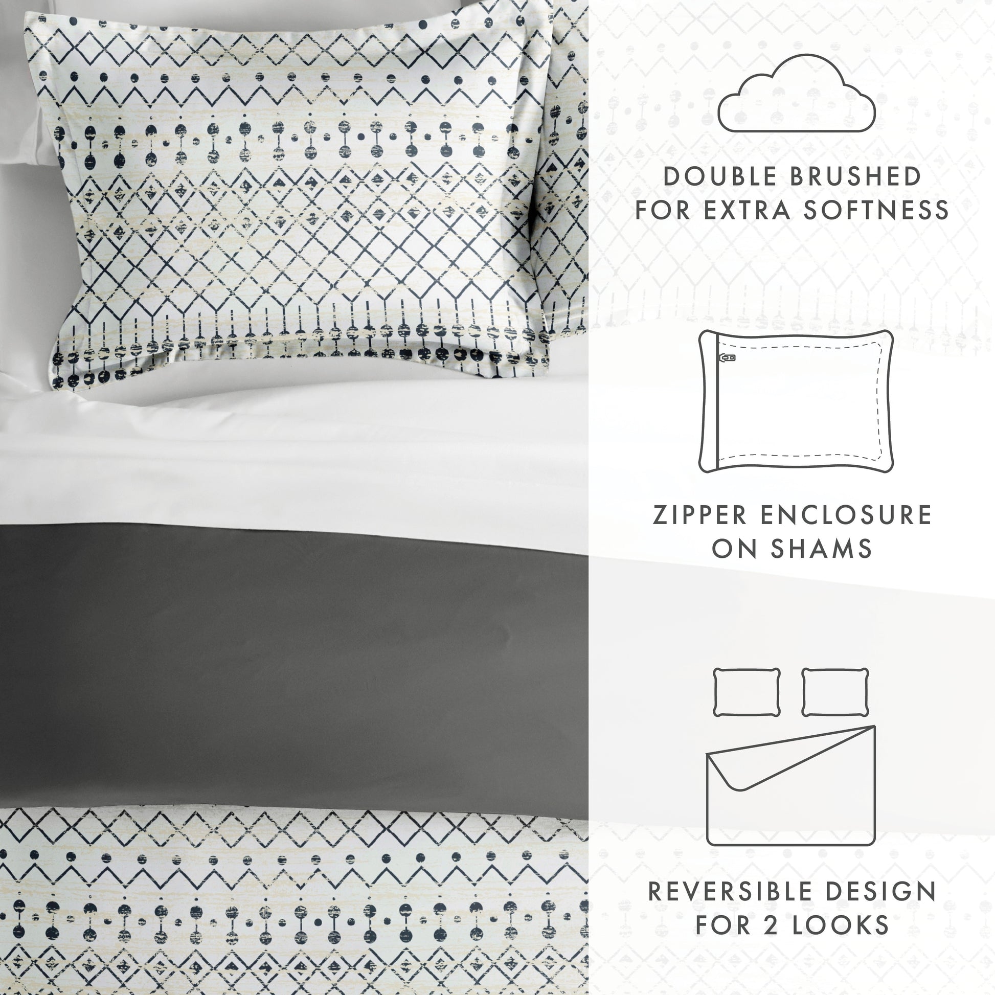 Etched Gate Oversized 3 Piece Reversible Duvet Cover Set