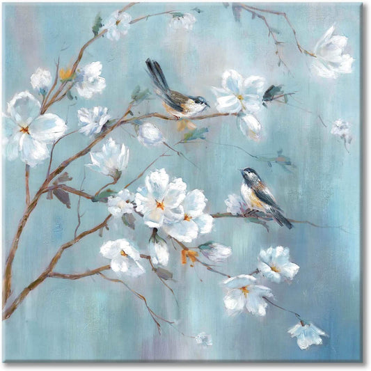 Elegant Flower Tree and Birds Wall Art Painting for Living Room (20'' X 20'' X 1 Panel)