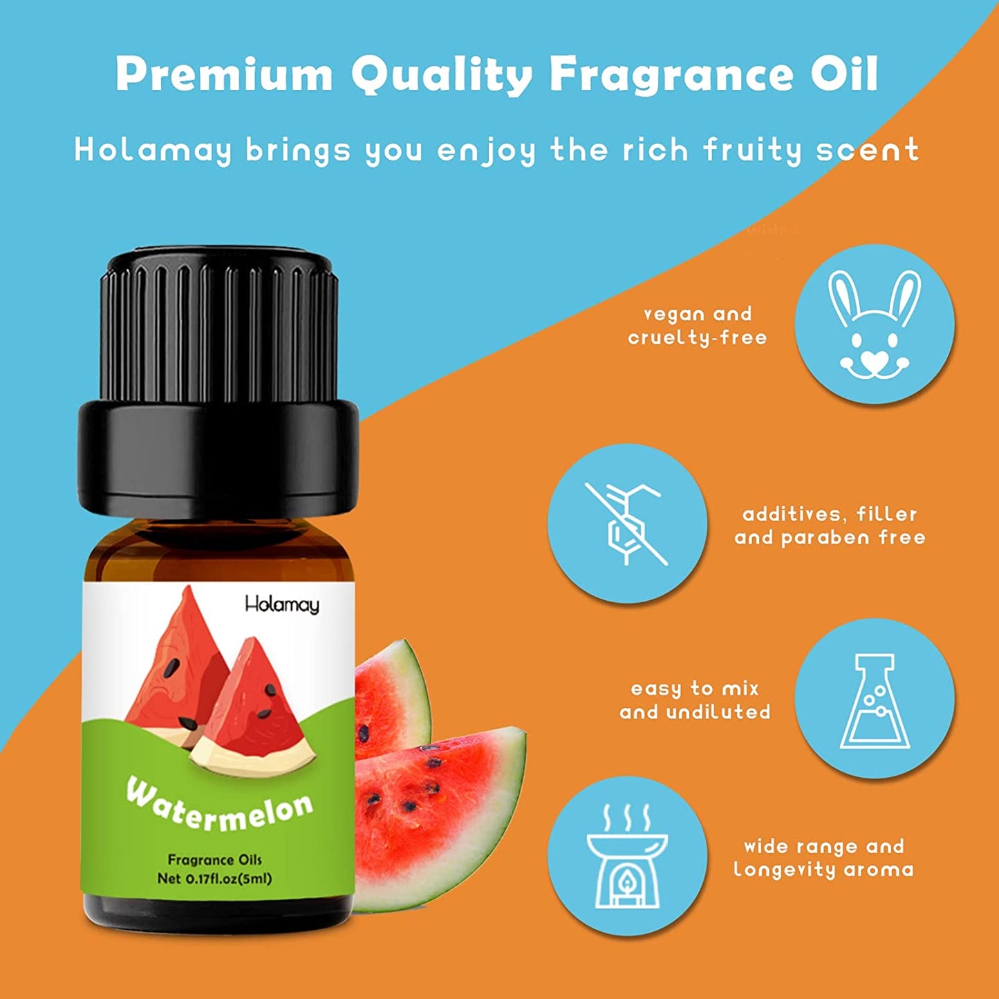 Fruity Fragrance Oil for Candle & Soap Making,  Premium Essential Oils 5Ml X 10 - Coconut, Strawberry, Mango, Pineapple, Summer Aromatherapy Diffuser Oils Set