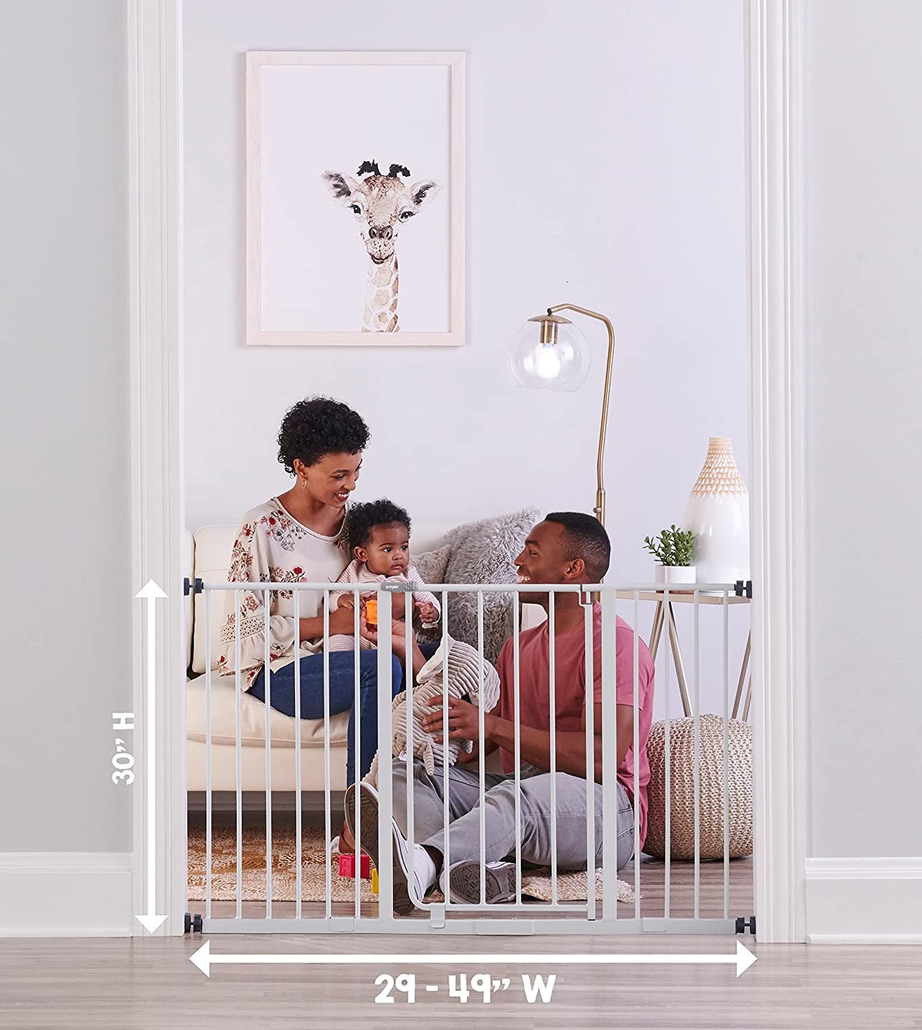 Easy Open 47-Inch Super Wide Walk Thru Baby Gate, Bonus Kit, Includes 4-Inch and 12-Inch Extension Kit, 4 Pack Pressure Mount Kit and 4 Wall Cups and Mounting Kit , 11 Count (Pack of 1),White