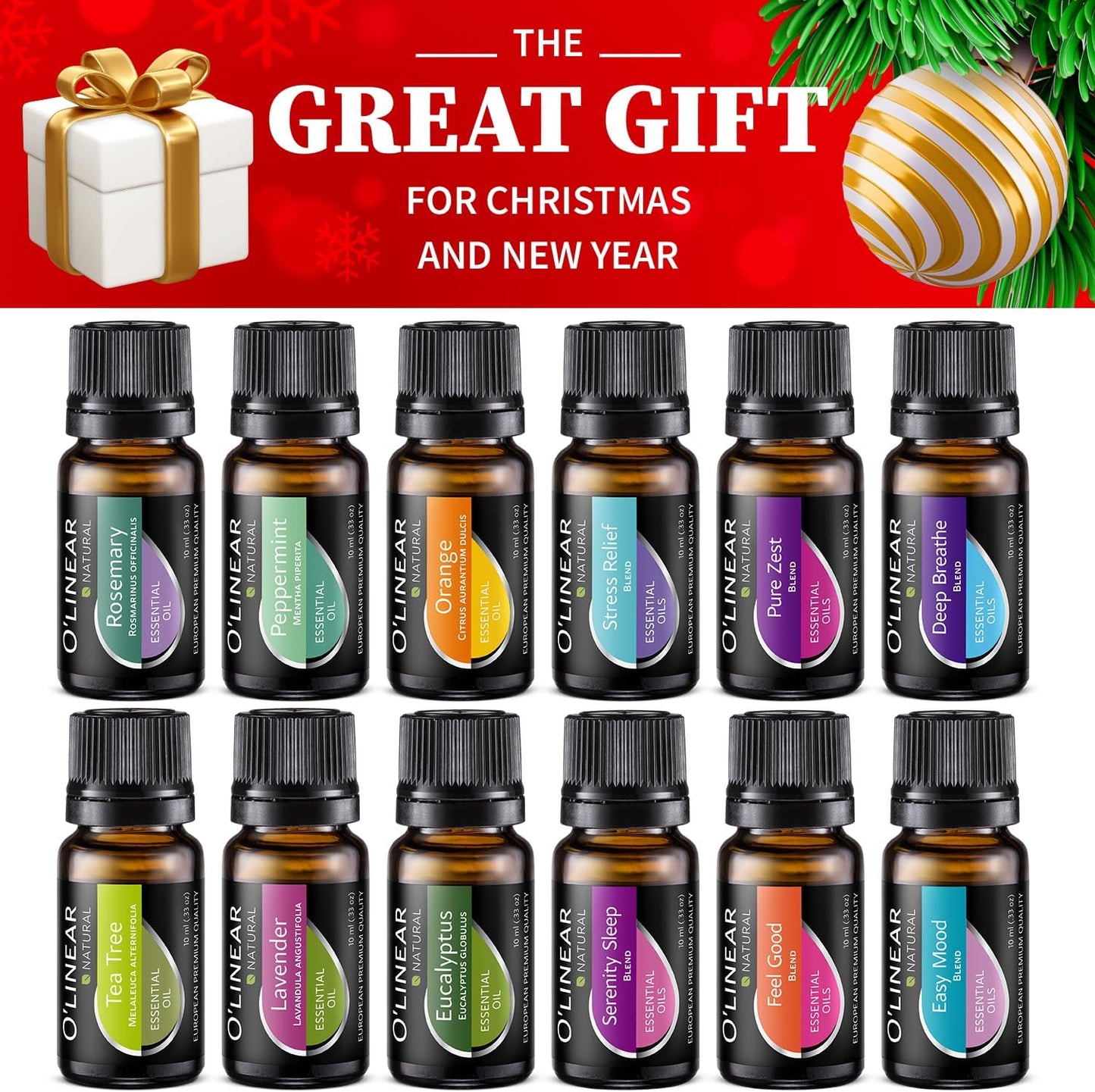 Essential Oils for Diffusers Aromatherapy Set - Top 12 Blends and Humidifier Perfect Starter Kit 6 & (10Ml) Pure Scents Woman Men Gift