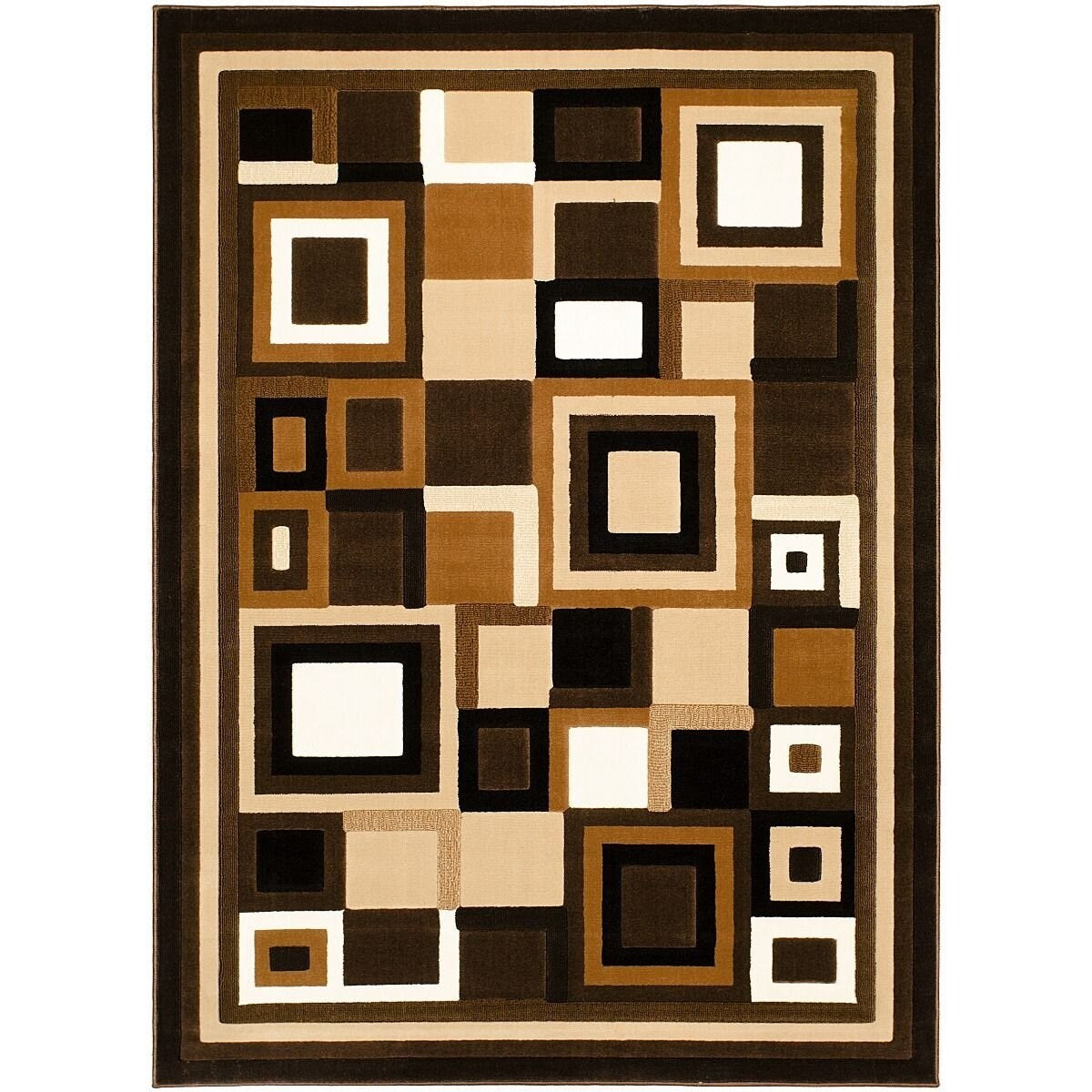 HR Brown, Beige, Chocolate Multicolor Modern Contemporary Living Room Rugs-Abstract Carpet with Geometric Rug