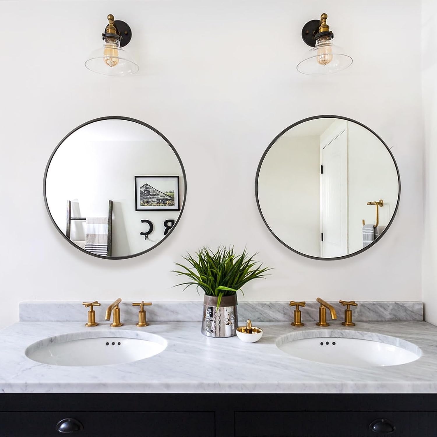 Black Circle Mirror for Wall 20 Inch - round Mirror for Bathroom, Entryway, Living Room, Hallway, Bedroom Decor, Matte Frame Mirror