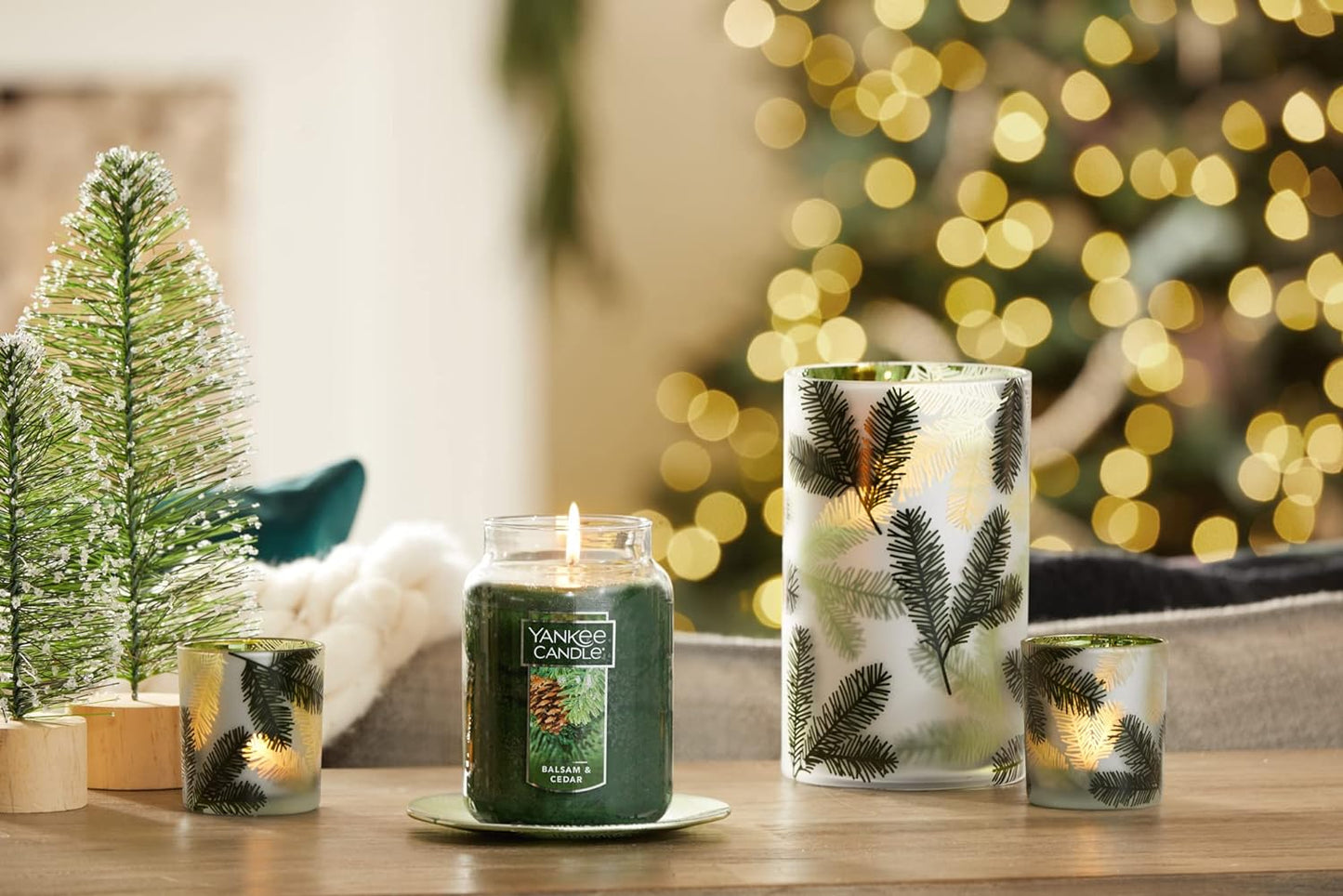 Balsam & Cedar Scented, Classic 22Oz Large Jar Single Wick Candle, over 110 Hours of Burn Time | Holiday Gifts for All