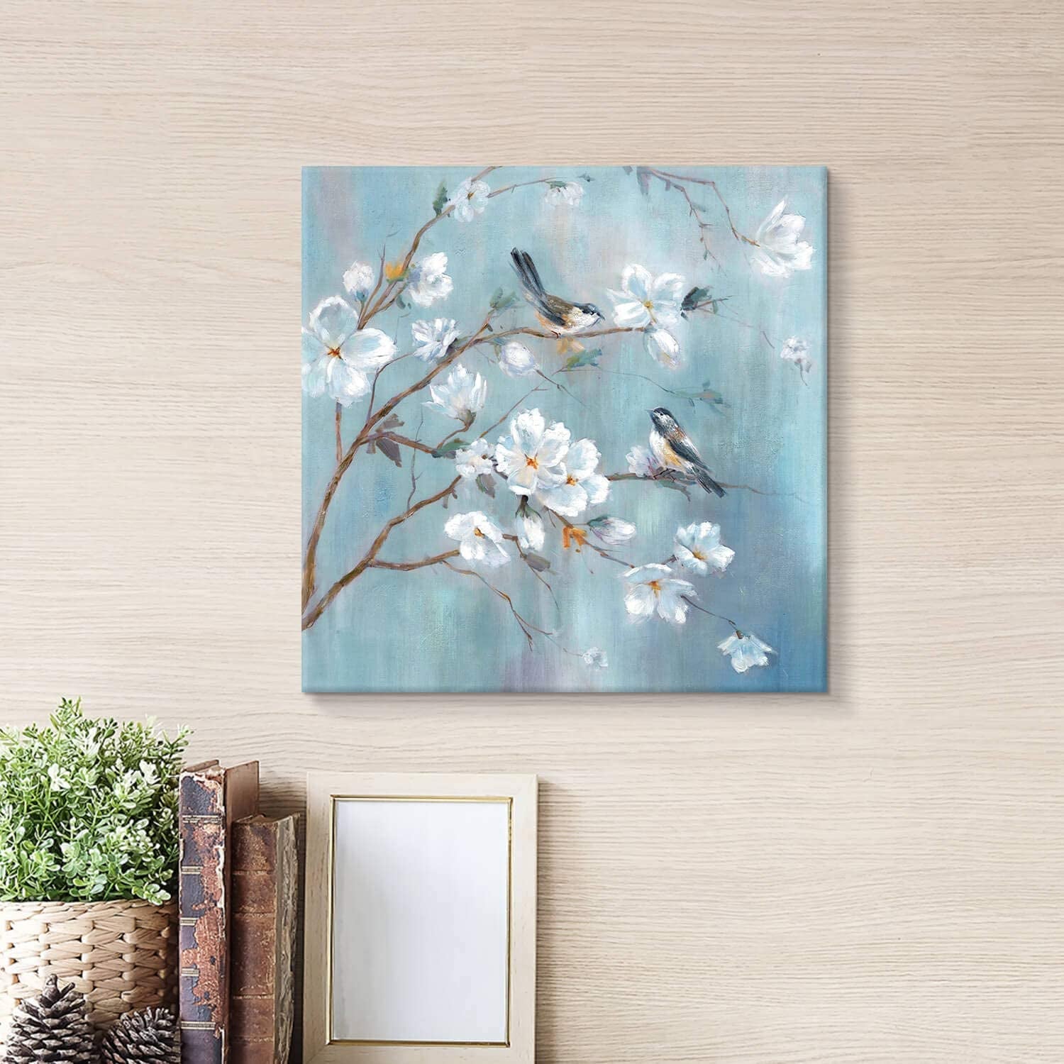Elegant Flower Tree and Birds Wall Art Painting for Living Room (20'' X 20'' X 1 Panel)