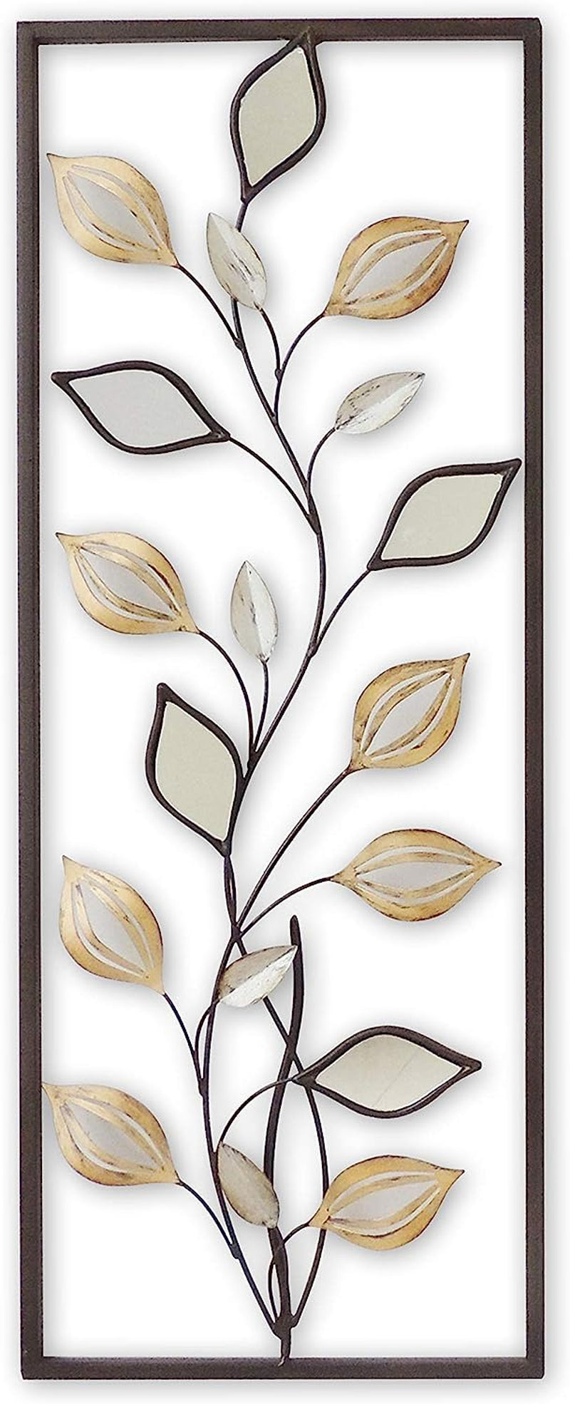  New Modern Chic Aluminum/Metal Wall Decor Frame 12"X30" (Leaves Mirrors)