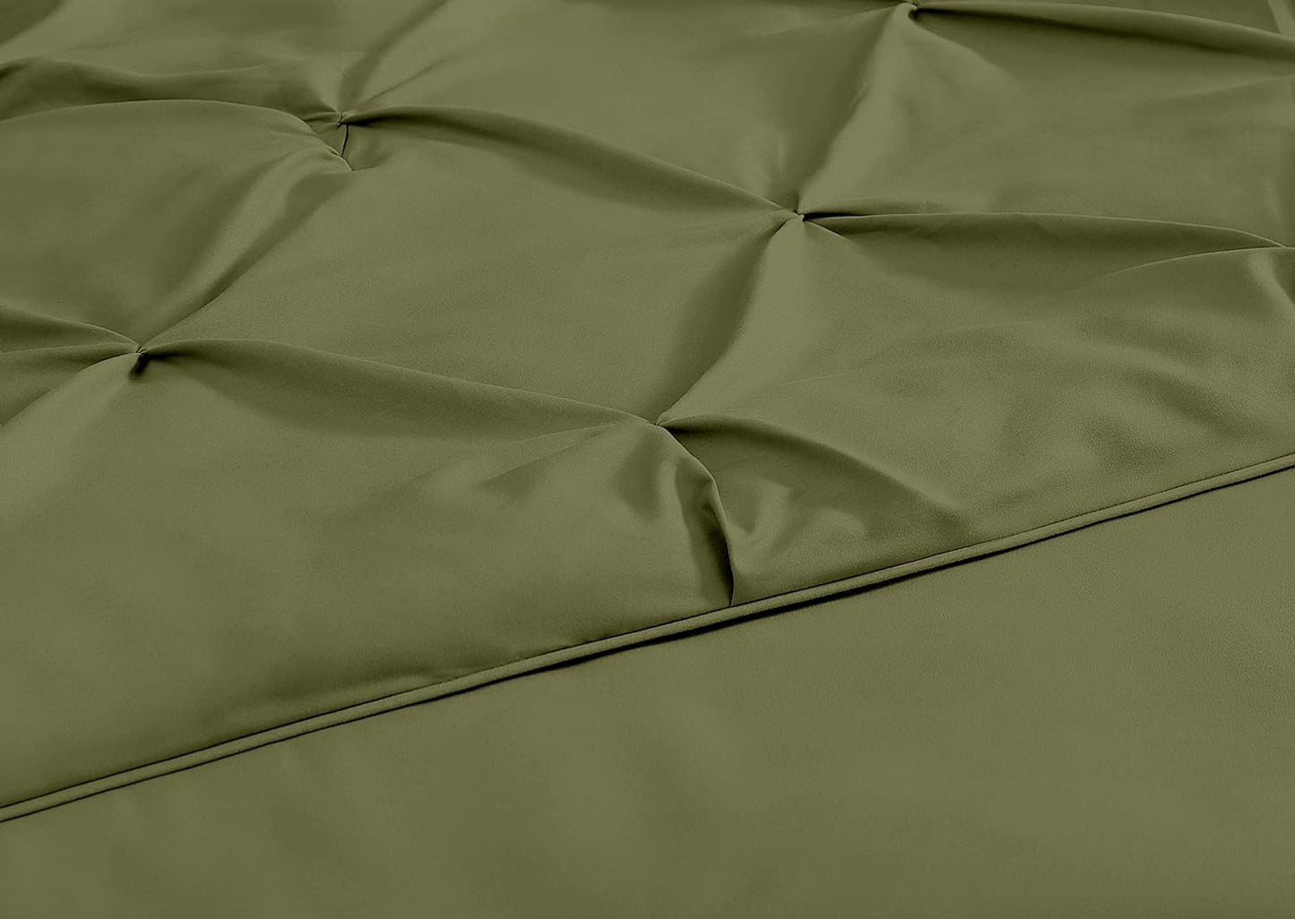 Berlin Olive Green Pinch Pleat Full Comforter Set 3-Piece (1 Comforter and 2 Pillow Shams) Soft Pintuck Lightweight All Season Microfiber Comforter Bedding Set