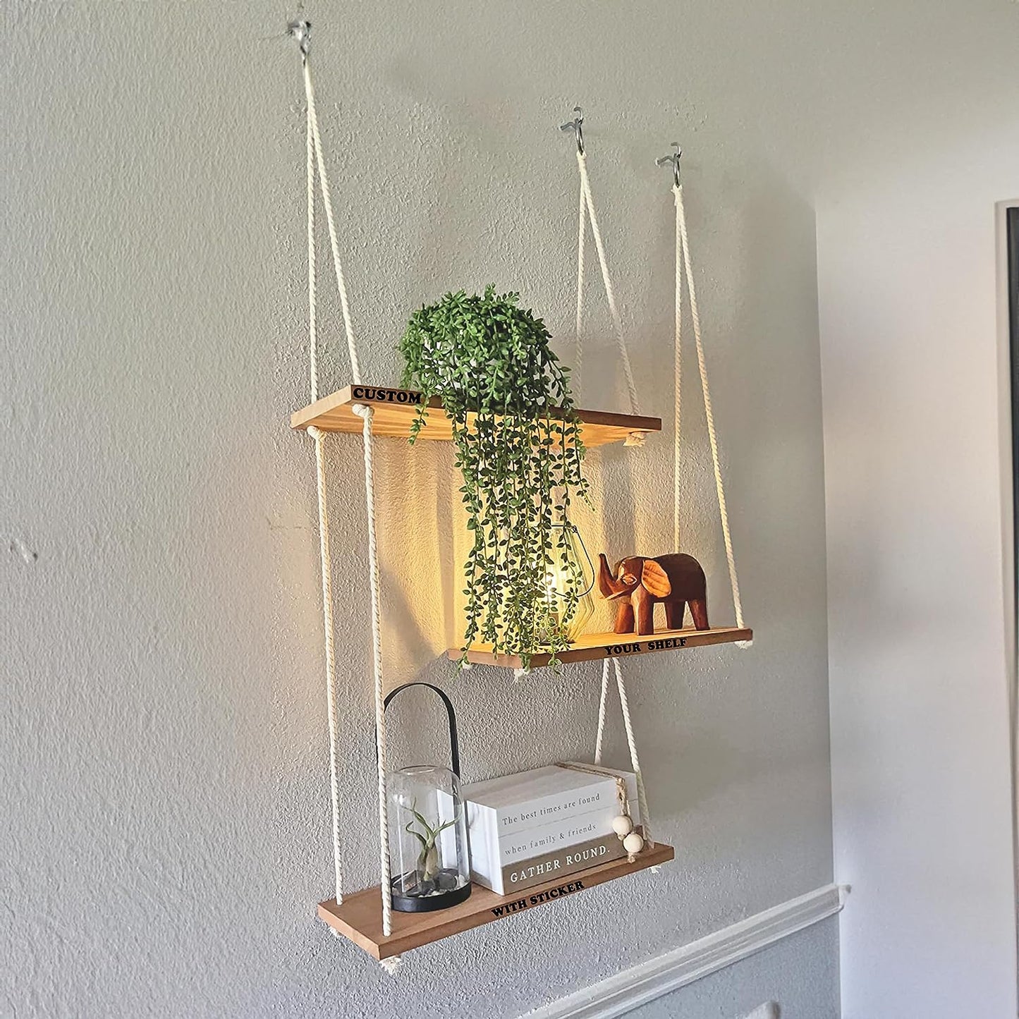 3 Tier Hanging Shelves for Wall, Plant Shelf