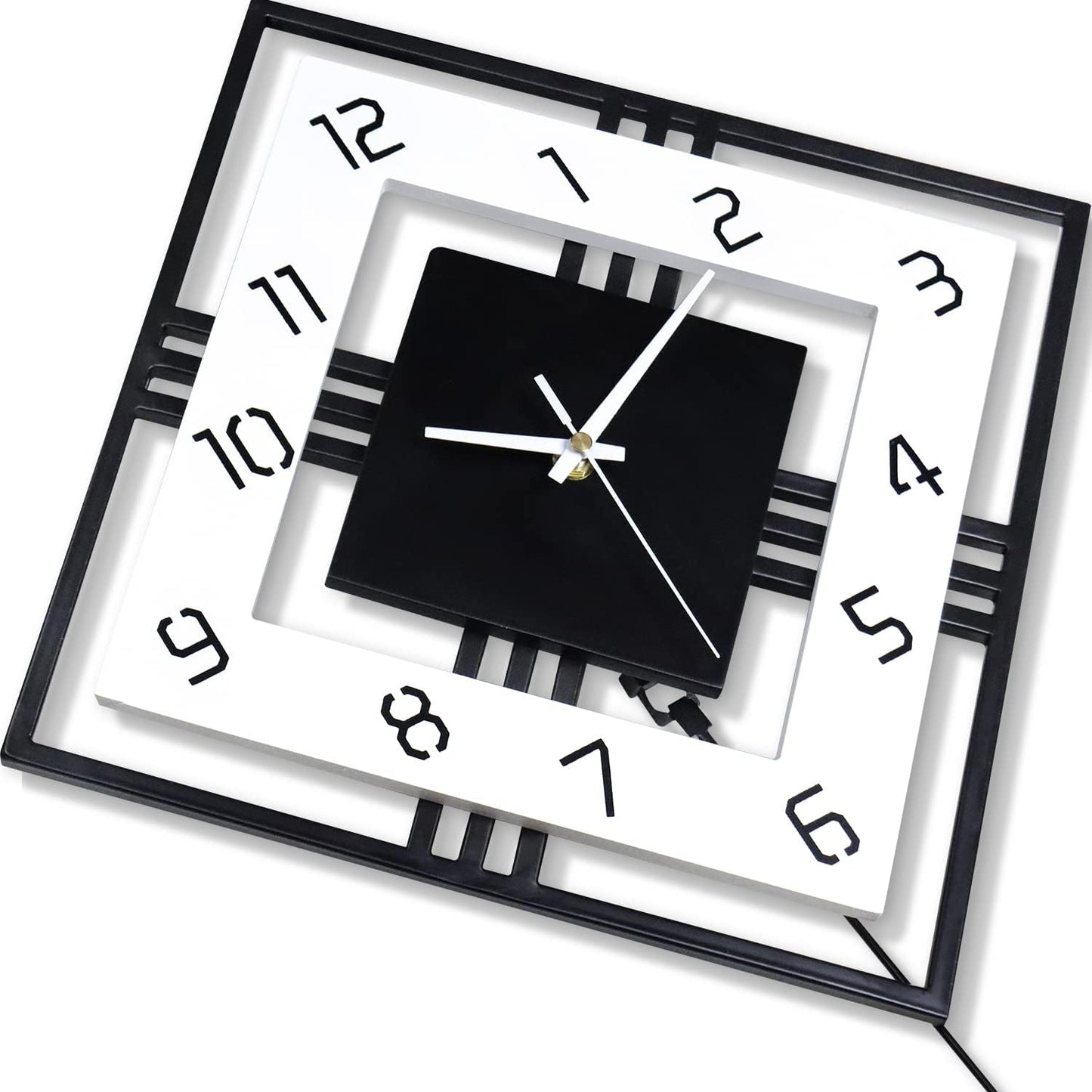 Modern Wall Clock, Large Silent Black and White Decorative Non Ticking Battery Operated Wall Watch 26 Inch