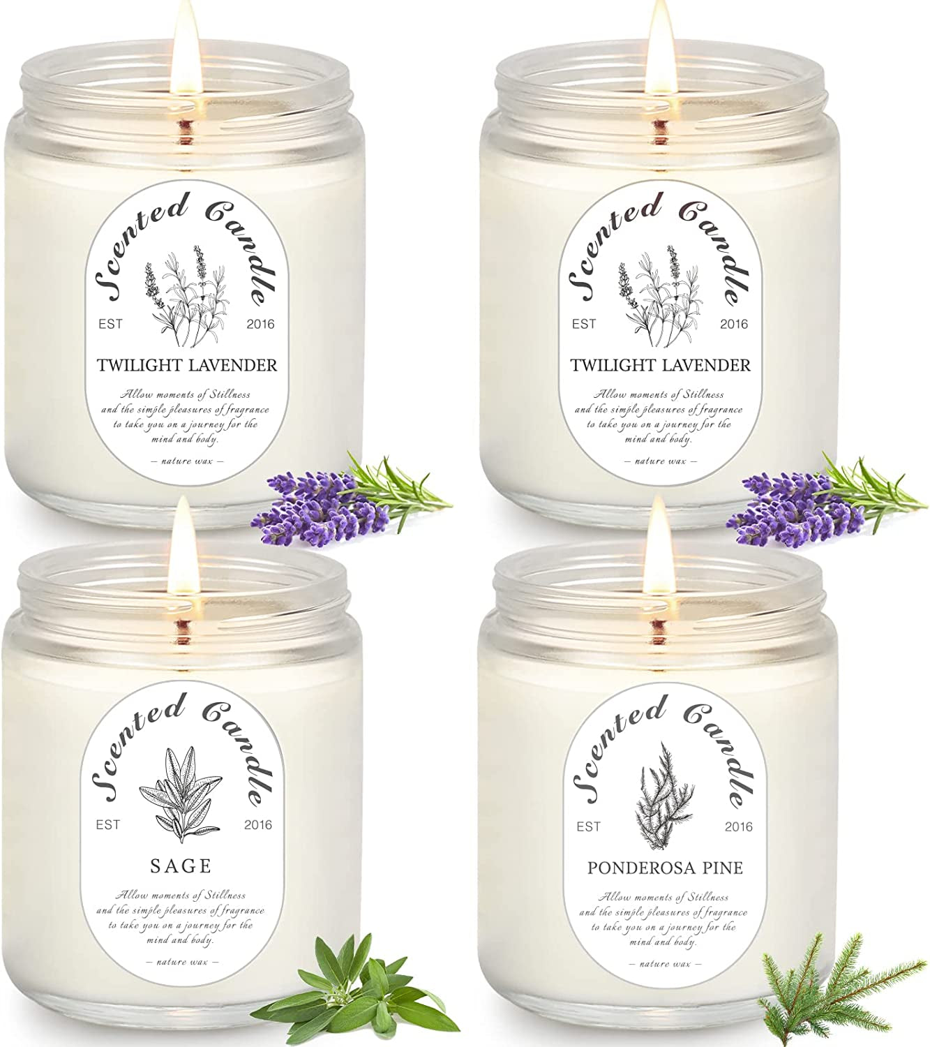 4 Pack Candles for Home Scented, Lavender Candle, Aromatherapy Jar Candles, 28 Oz 200 Hour Long Lasting Candles