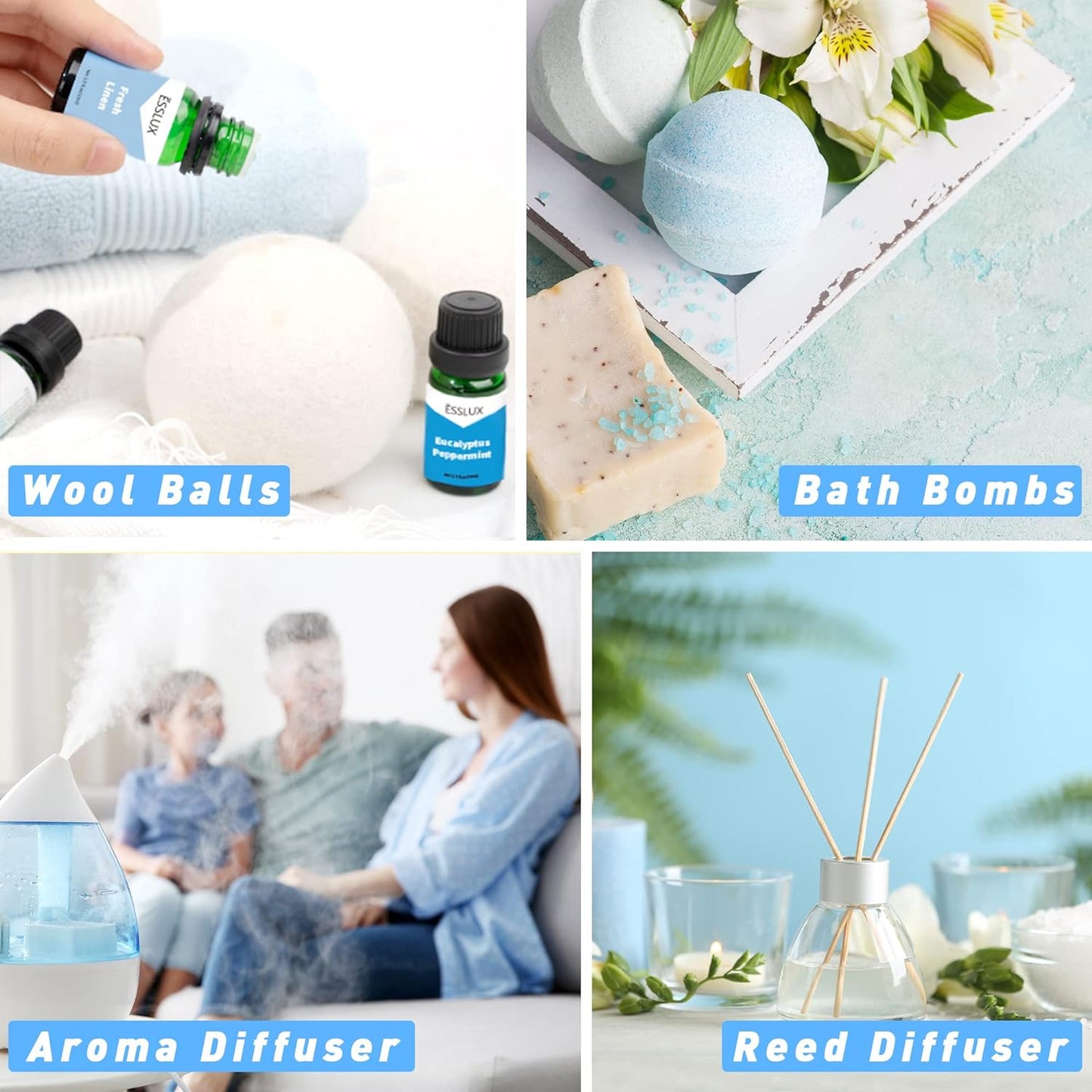 Fragrance Oil,  Clean Set of Scented Oils, Essential Oils for Diffuser for Home, Premium Soap & Candle Making Scents, Aromatherapy Oils Gift Set - Clean Air, Fresh Linen, Warm Cotton and More